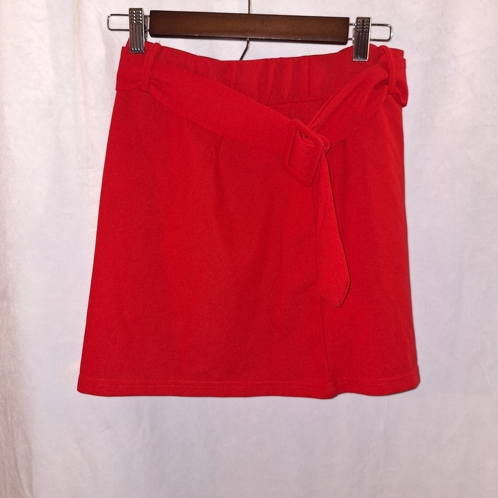SHEIN Red  Mini Skirt with Tie Front